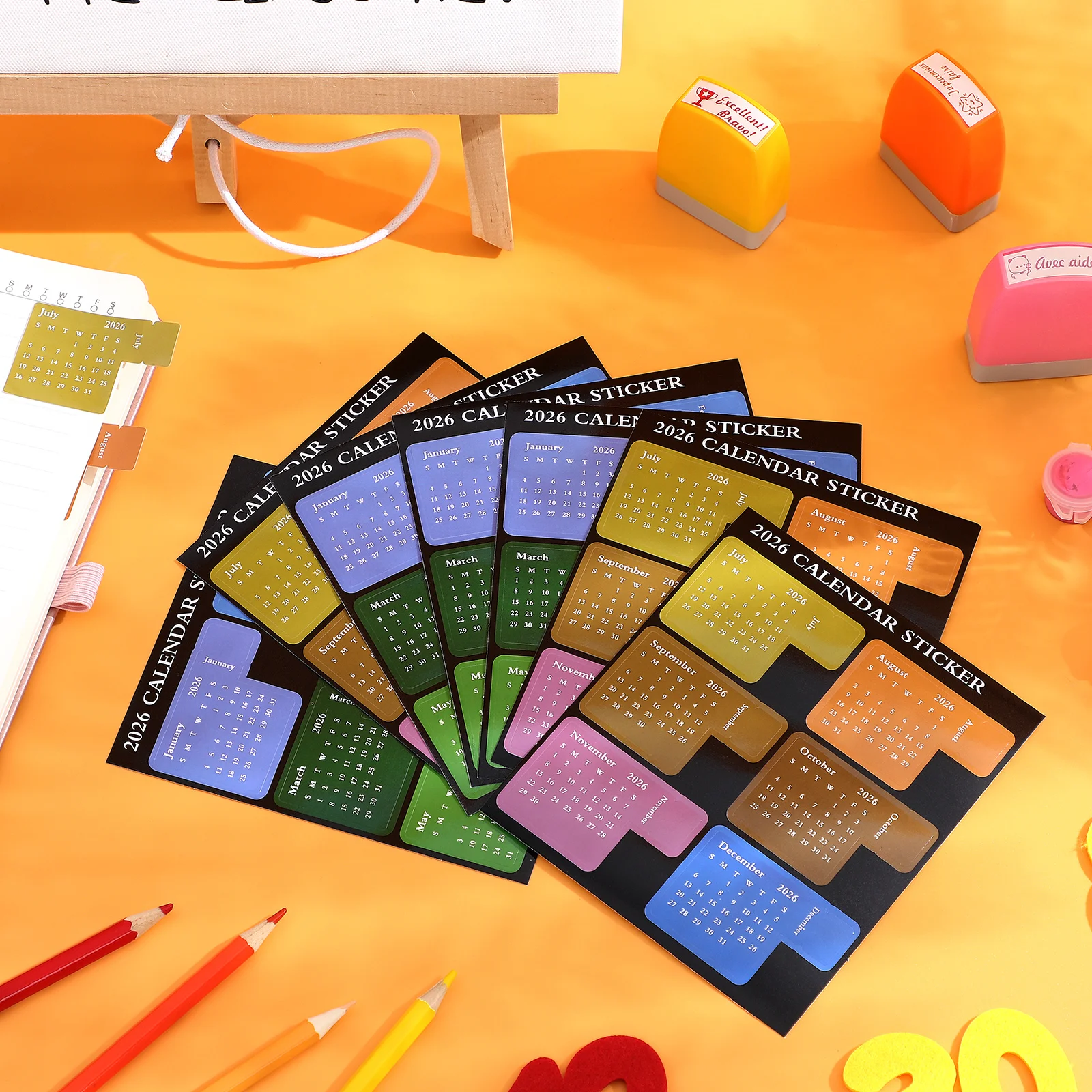 4/6 Sets Calendar Tab Stickers 2026 Monthly Calendar Index Tabs Sticker Adhesive Planner Decal For Journals Notebooks Scrapbooks