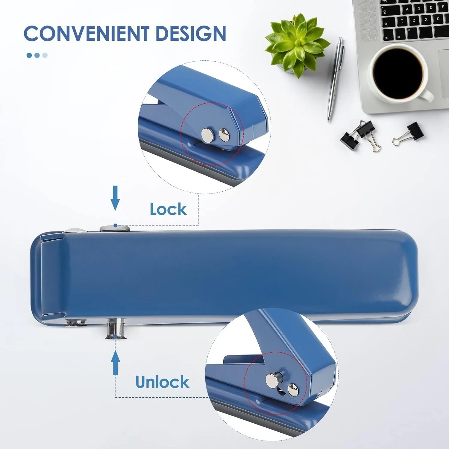 Single Hole Punch 1/4" Capacity 20 Sheet Handheld Puncher Blue Non-Skid Base Ideal for Paper Chipboard Craft Art Projects