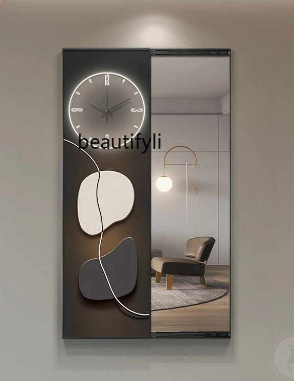 

Modern Minimalist with Clock Hidden Full Body Decorative Painting Invisible Dressing Mirror Entrance Painting Mirror Painting