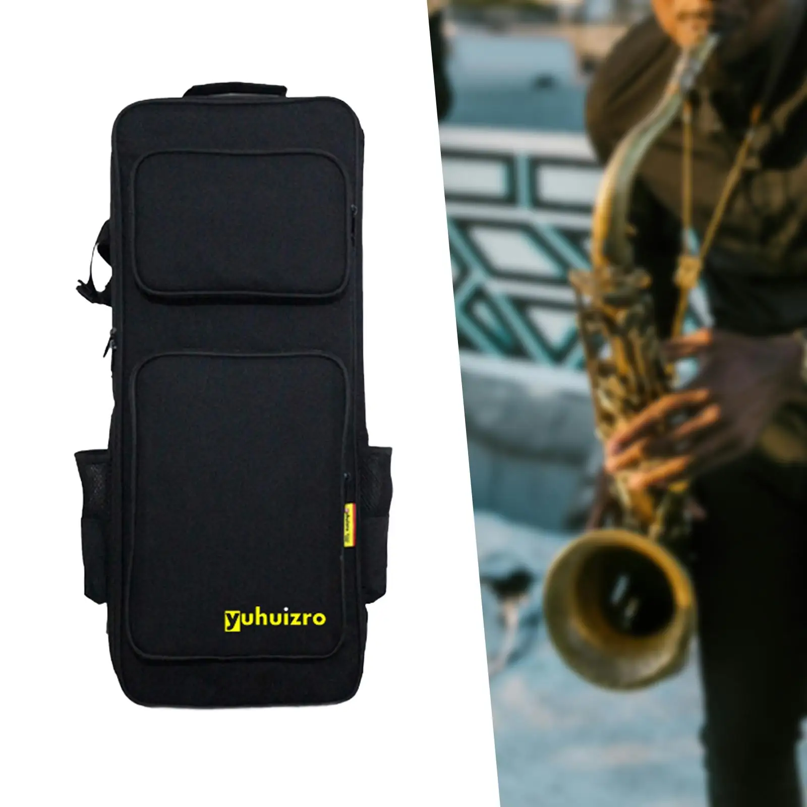

Oxford Cloth Saxophone Bag with Exterior Pockets Handle Strap Waterproof