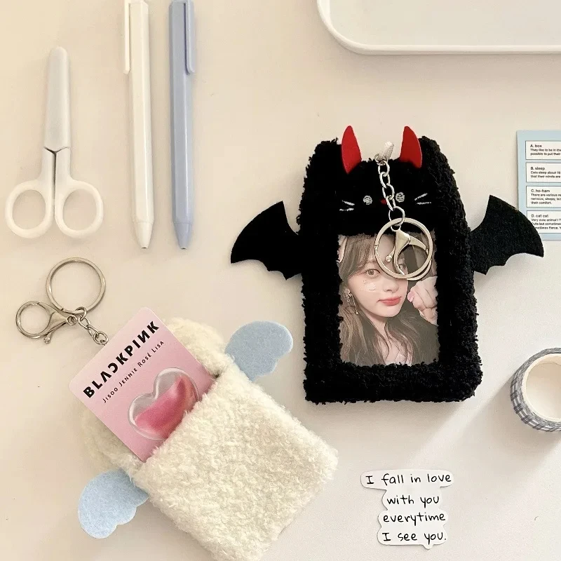 Cute Cartoon Devil Angel Plush Photocard Holder Korean ID Card Holder Student Accessories Kpop Stationery Idol Picture Storage 6
