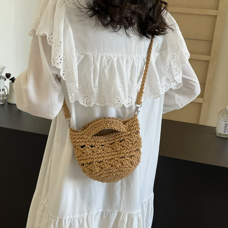 

Fashion Handmade Hollow Out Woven Crossbody Bag for Women Fashion Design Women's Handbag Summer Straw Beach Shoulder Bag 2024