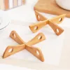 1 Pc Bamboo Cross Pot Bottom Stand Trivet Pot Rack Heat Insulation Anti Scald Cup Dish Holder Draining Rack 6