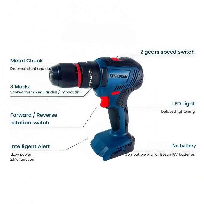 10mm Brushless 2-Speed Electric Drill Cordless Drill Screwdriver Metal Chuck Dri