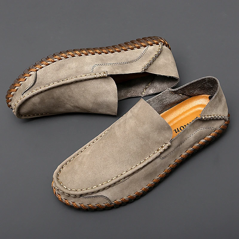 

2023 Genuine Leather Men Loafers Cow Leather Casual Shoes For Man Soft Spring Moccasins Plus Size 38-48 Tenis Masculinos