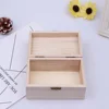Retro Wooden Storage Box Plain Wood With Lid Multifunction Square Hinged Craft Gift Boxes For Home Supply Storage Decoration 2