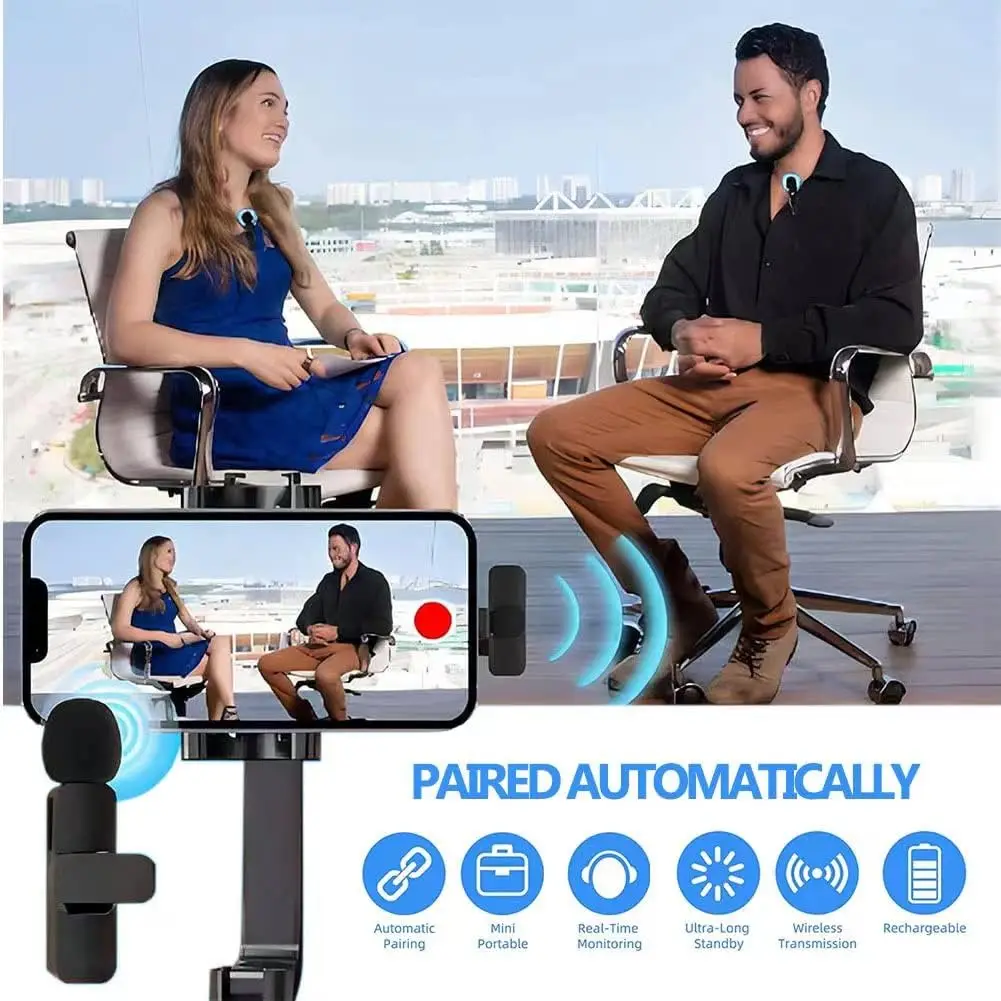 Wireless lavalier microphone for iPhone iPad 2 Pack Portable Noise Cancelling/Muting for Recording Live Stream TikTok