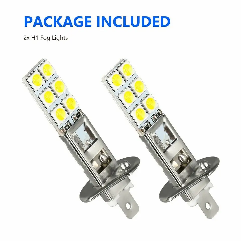 2x H1 12V 55W Yellow LED Fog Light Bulbs – 950LM, Xenon Style, DRL Replacement