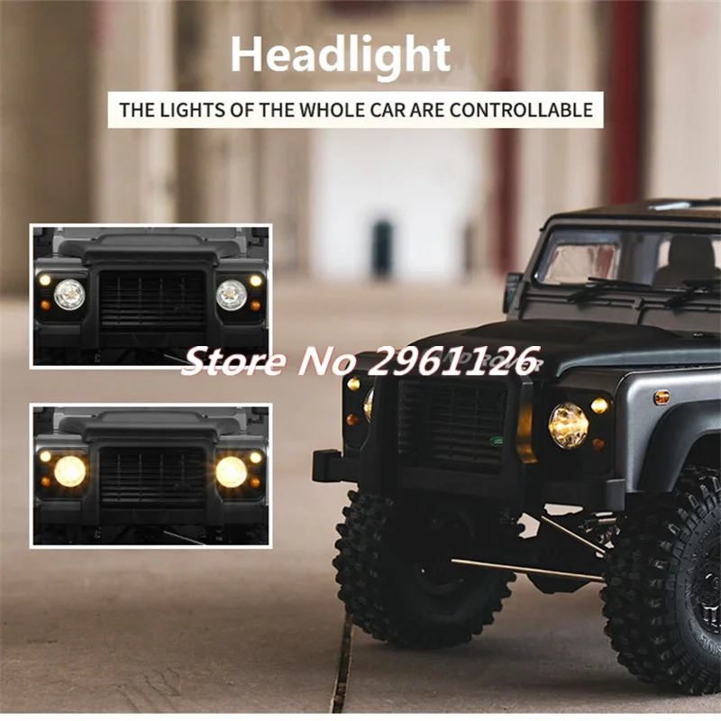 1:10 Big Scale Climb Remote Control Car 4WD Metal Drive Bar Three Speed Switch High Simulated Lighting Rubber Tire RC Car Model 2