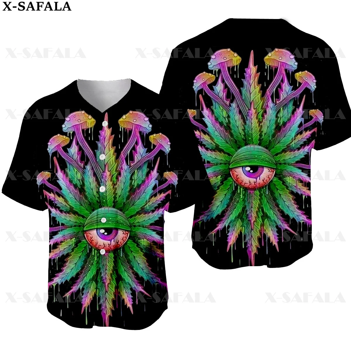 

Mushroom Hippie Psychedelic Colorful Trippy 3D Printed Baseball Jersey Summer Shirt Men's Tops Tee Oversized Streetwear-1