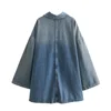 Women's Autumn and Winter New Fashion Loose A-Line Skirt Commuting Casual Lapel Denim Dress 2