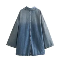 Women's Autumn and Winter New Fashion Loose A-Line Skirt Commuting Casual Lapel Denim Dress 2