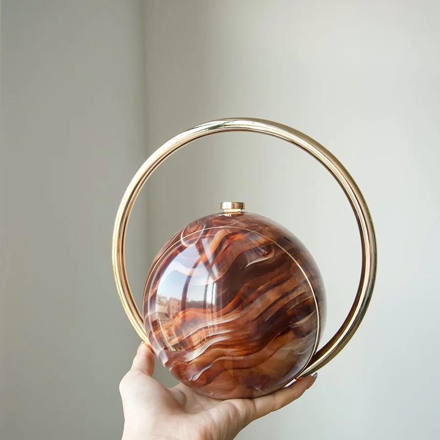 Brand Evening Clutch With Ball Handle Electroplated Pearl Bag Women's Round Creative Handbag Mini Trendy Pvc Women's Coin Purse