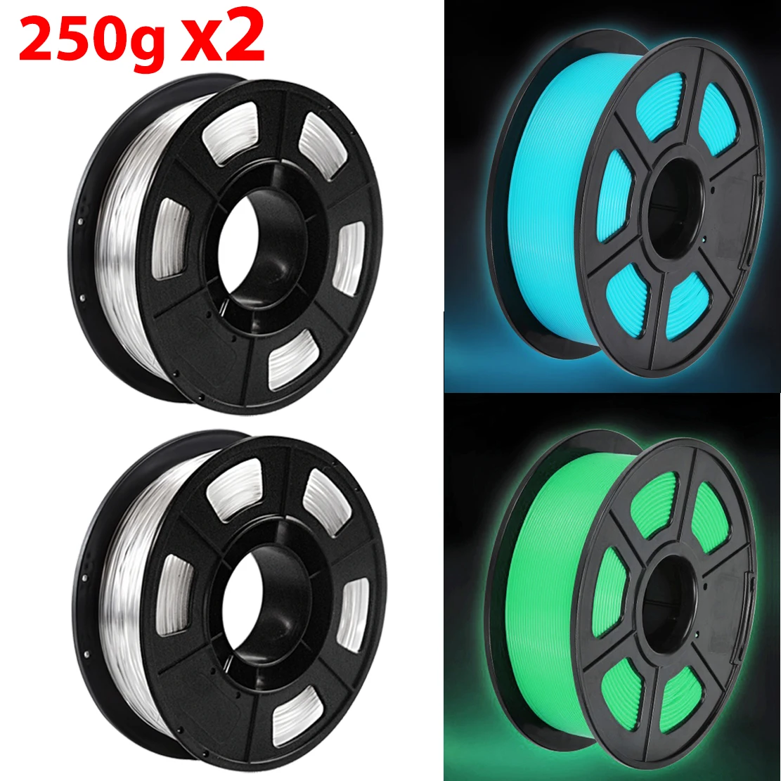 500g 투명 나이트 글로우 블루 3D PETG 프린터 필라멘트 1.75mm 3D 인쇄 재료 소모품 재료 3D 프린터