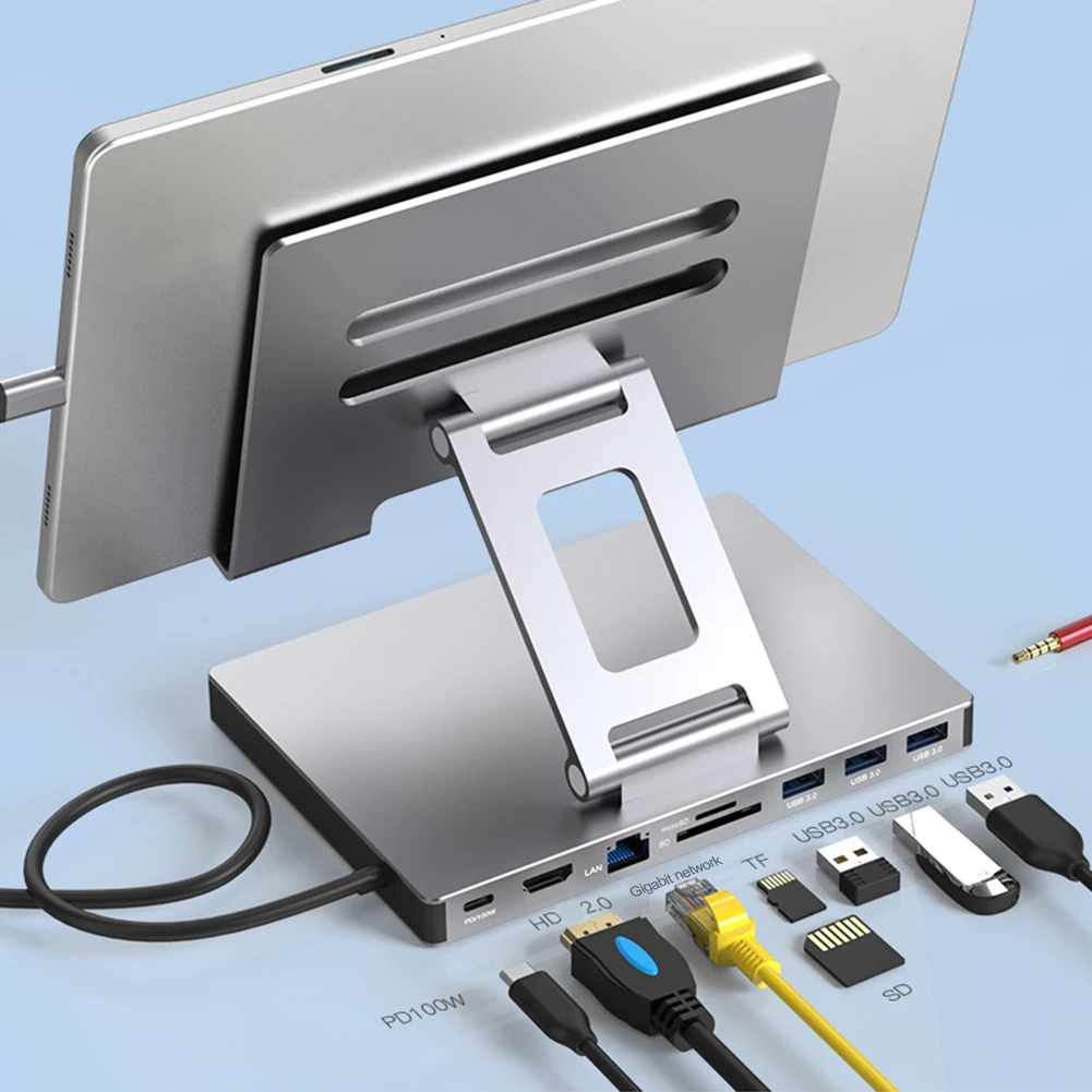 Docking Station Di Tipo C Docking Station In Lega Di Alluminio Supporto Per Laptop Supporto Da 5Gbps Docking Station Usb C Slot Sd Tf Gigabit Ethernet