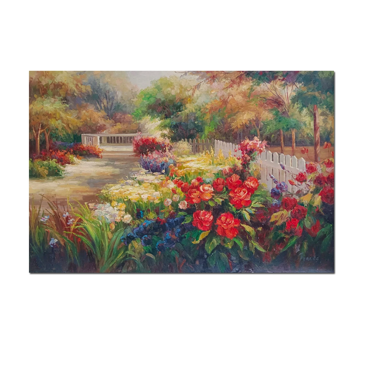 

Handpainted Classical IMPRESSIONISM Garden Flowers Landscape Oil painting Reproduction On Canvas Wall Art Home Decor Artwork