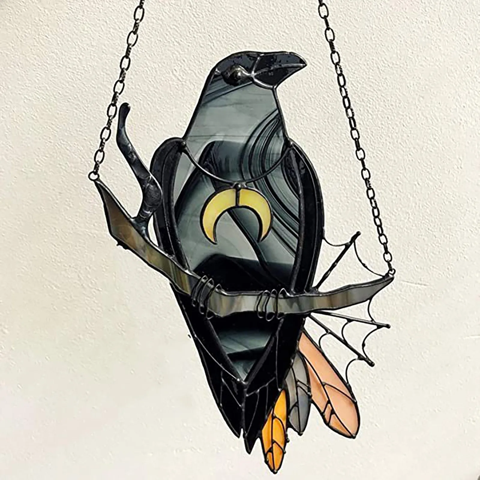 Halloween Mystery Crow Bedroom Living Room Modern Wall Decor Outdoor Terrace Black Wall Decor Birds Stained Glass