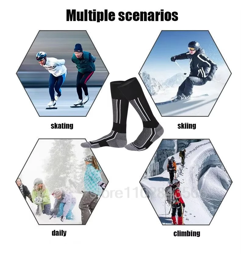 Ski Stockings Ski Thermal Socks Men Women Winter Long Warm Compression Socks Ski Hiking Snowboarding Climbing Sports
