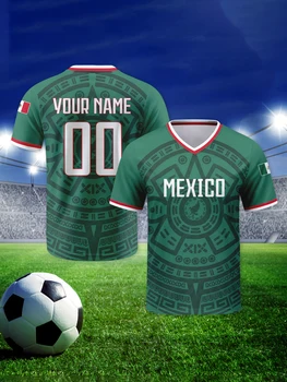 Custom Mexico Football Jersey Personalized with Name Number V-neck Soccer National Team Shirt for Men Youth Women 1