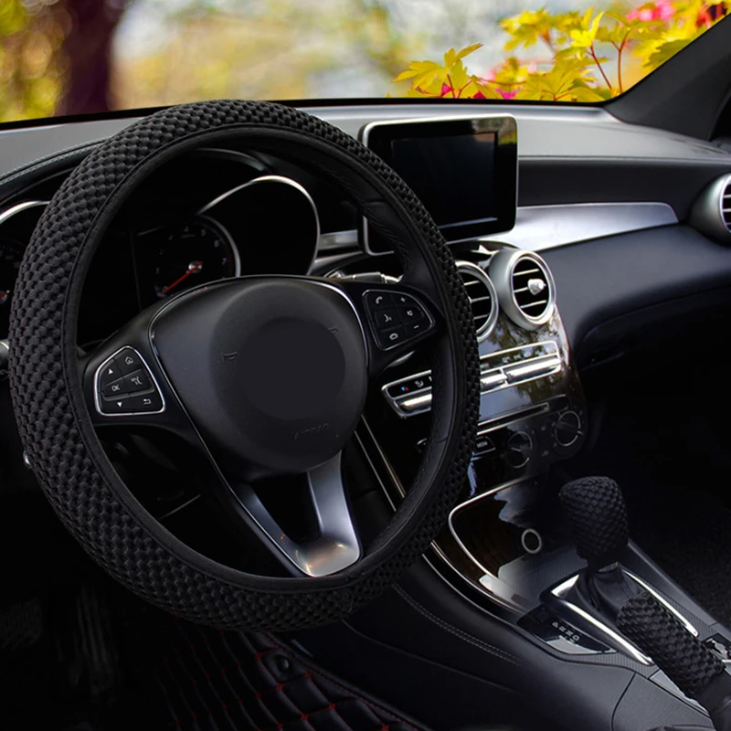 Steering Wheel Cover, Gear Shift Cover, Universal 38CM, 1/3 Pcs, Ice Silk, Wear-resistant, Anti-slip, Car Interior, Gear Handbrake Cover