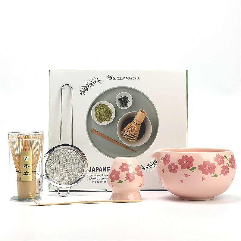 مجموعة ماتشا سيراميك وردي ٧ قطع