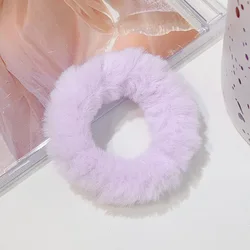 Vibrant Fluffy Hair Band Plush Scrunchie - Stylish Hair Accessory (Thin purple)