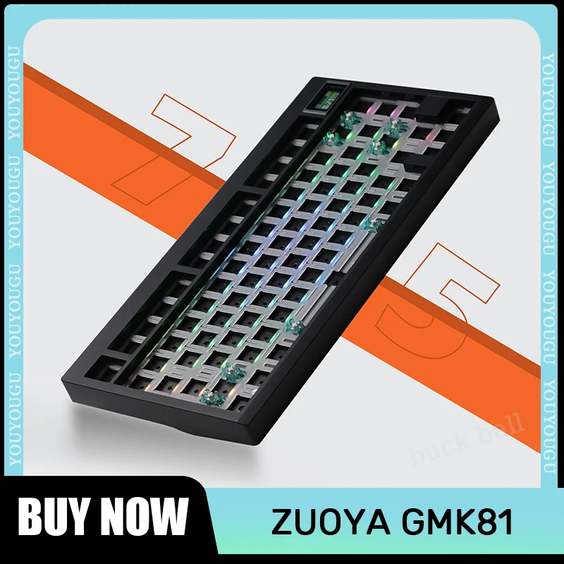 

Zuoya Gmk81 Mechanical Keyboards Kit Wireless Bluetooth 3 Mode With Screen Rgb Backlit Via Hot Swap Diy Gaming Keyboard Kit Gift