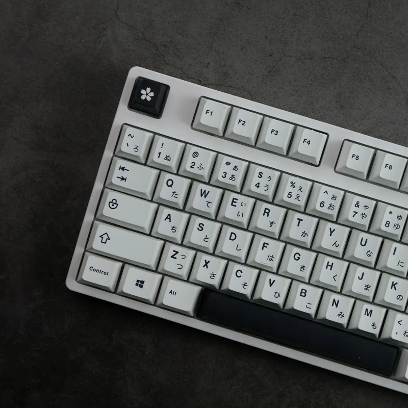 Minimalista Branco e Preto Estilo Pbt Keycaps Teclado Mecânico mx Switch Perfil Cereja Keycap Japonês Custom Gk61 - Imagem 3