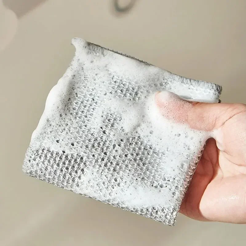 10pcs Thickened Steel Wire Cleaning Cloth Magic Dishcloth Multi-purpose Non Greasy Quick Drying Double-sided Kitchen Cloth cleaning tool