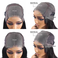 Perruques sans colle cheveux humains prêt à porter pré-coupé 4x4 5x5 Hd dentelle fermeture vague profonde bouclés perruques de cheveux humains perruque brésilienne vague d'eau 6