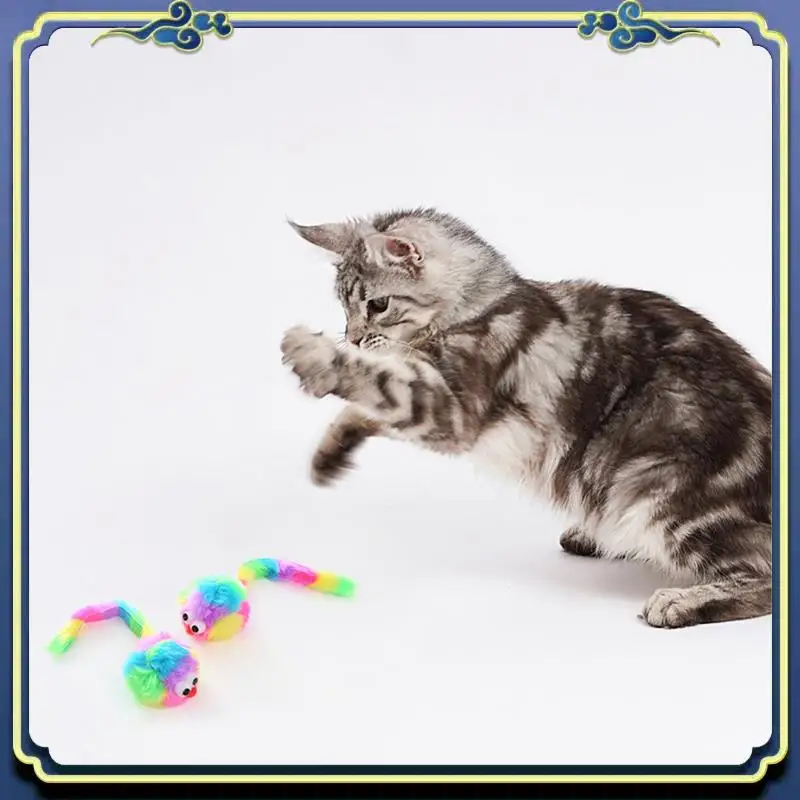 10 Piece Rainbow Plush Mouse Toy Pet Supplies As Shown Includes Rattonite Bite Resistant Interactive Play