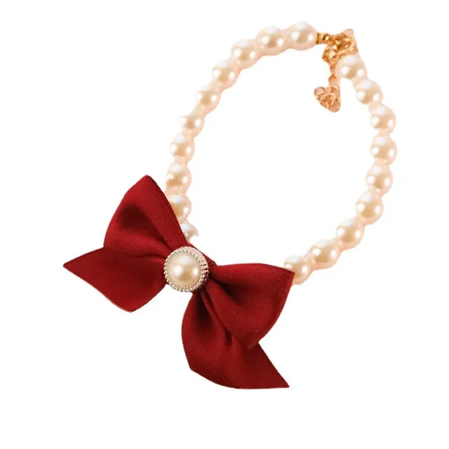 1Pcs New Pet Collar Pearl Bow Necklace Cat Jewelry Cute Collar Puppy Accessories Dog Chain Chihuahua Wedding Jewelry Stuff 6