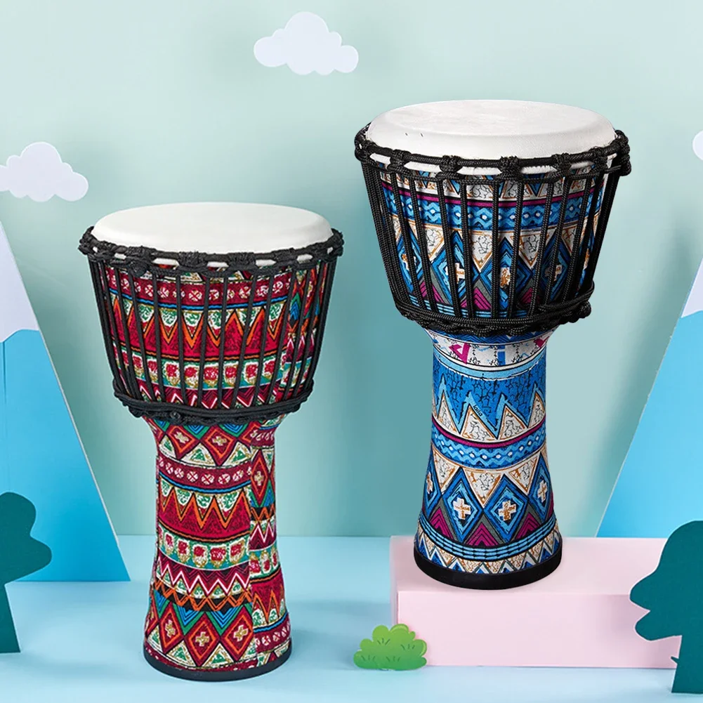 African Drum 8 Inch Portable Goatskin Drumhead with Colorful Art Patterns Adults Kids Percussion Musical Instrument for Beginner- musical percussion instruments