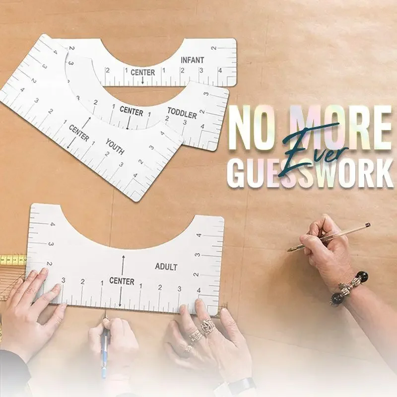 T-Shirt Alignment Ruler Guide to Center Design, Sewing Accessories, DIY Drawing Template, Drafting Tool, 4Pcs