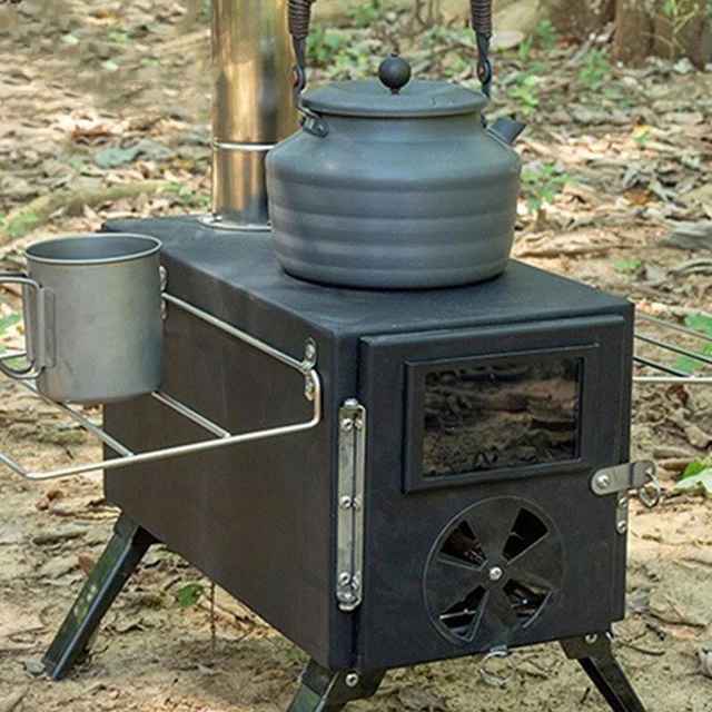 Estufa de leña plegable para tienda de campaña, calentador de leña  portátil, quemador de acero al carbono, Picnic, barbacoa, parrilla,  suministros de Camping - AliExpress