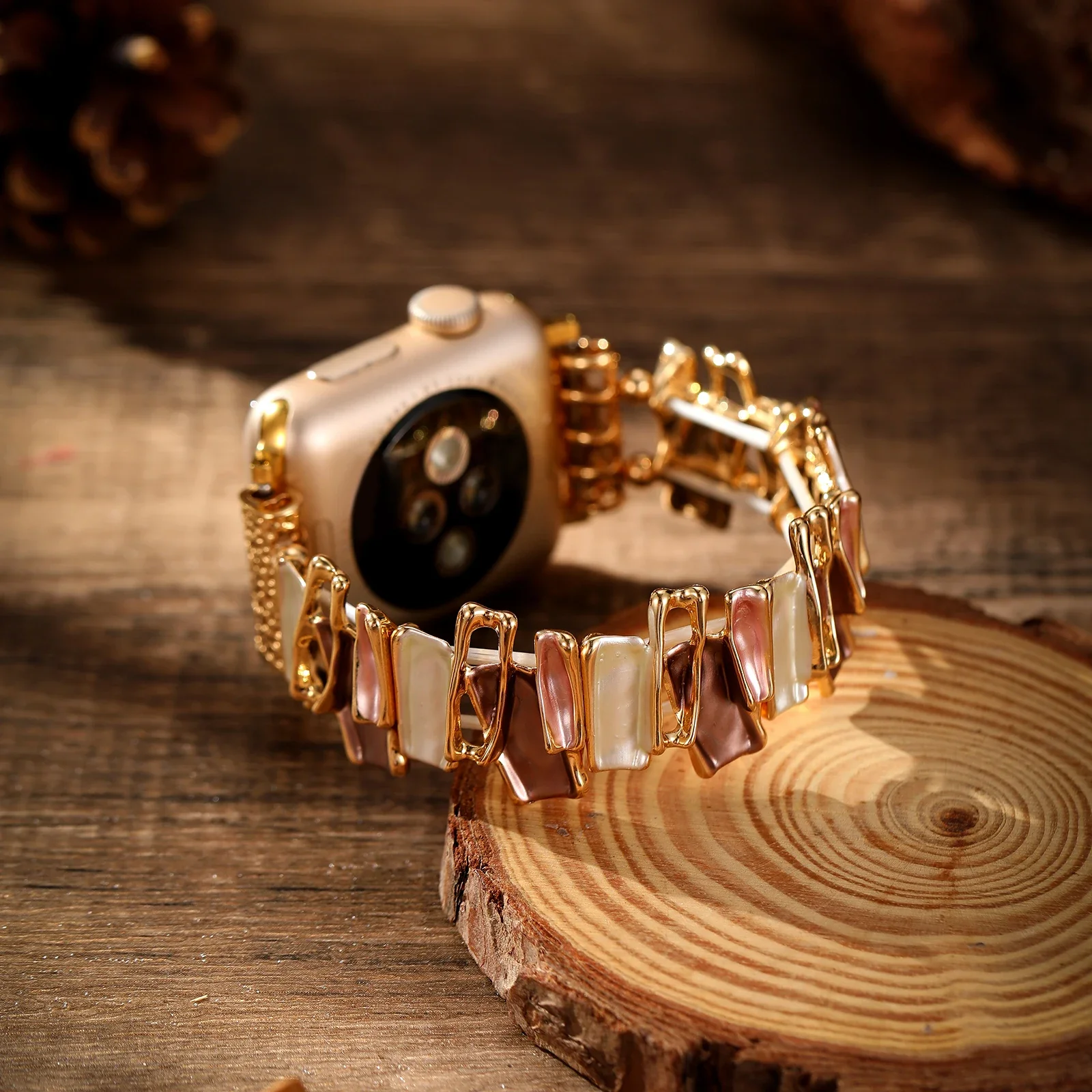 Irregular Geometry Elastic Metal Watch Strap Bracelet