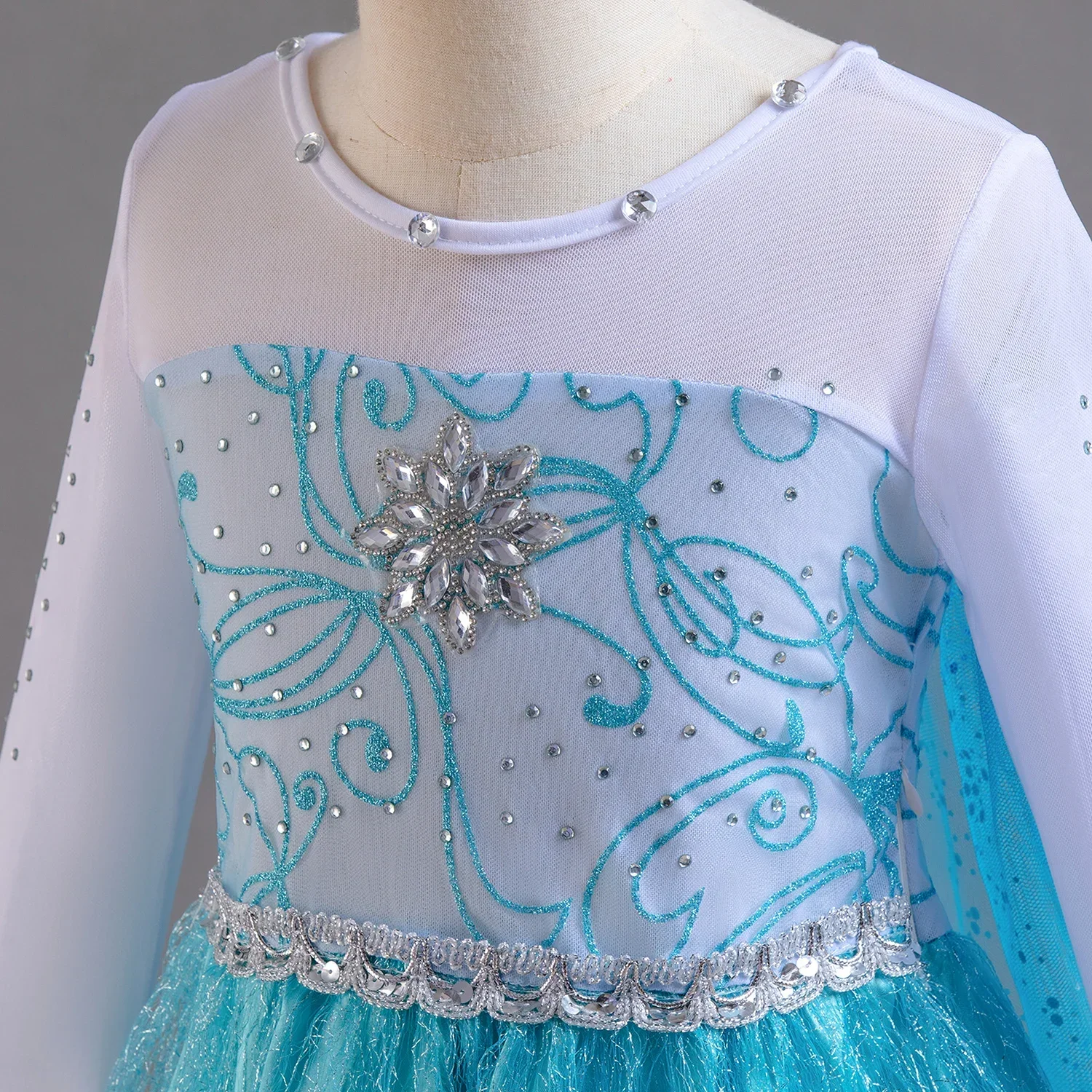 Girls Elsa Dresses for Long Sleeve Kids Birthday Cosplay Elsa Fancy Princess Costume 2024 Carnival Easter Dress Up Party Costume