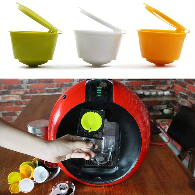 Reusable Coffee Capsules 3 Pcs Reusable Coffee Capsules Pods Refillable Coffee Capsules Universal Filter With Spoon Brush For Dolce Gusto A