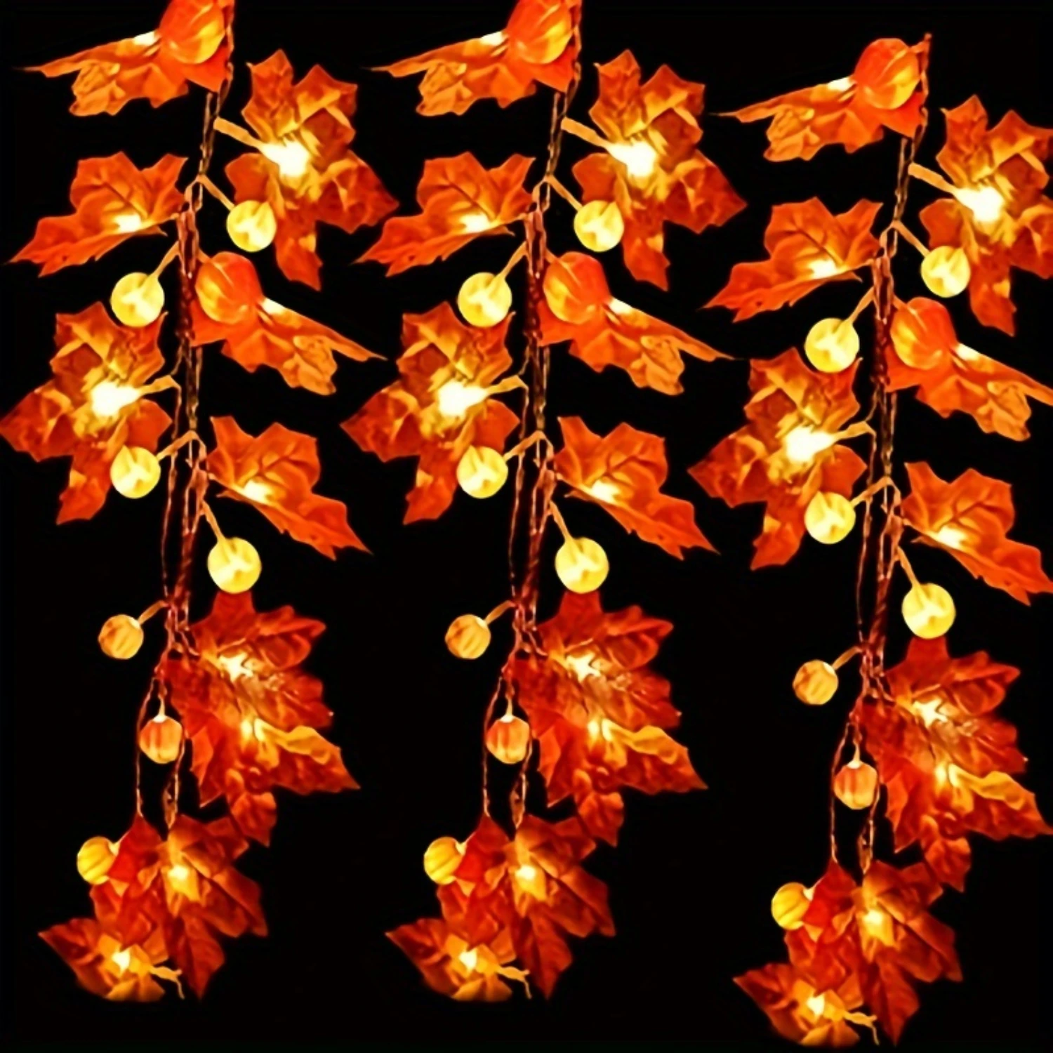 Description Picture 5 of item3/6M Autumn Maple Leaf Pumpkin Lights 20/40 LEDS Battery Fairy String Lamp for Bedroom Home Party Halloween Christmas Decoration