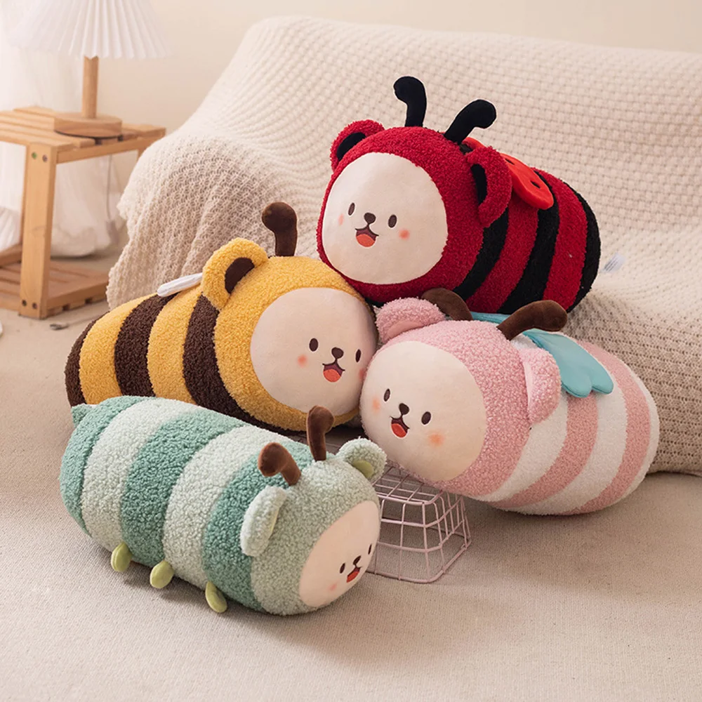 

Fluffy Bee Butterfly Caterpillar and Ladybug Plush Toys Cartoon Insect Pillow Doll Xmas Birthday Gifts for Kids Girls Room Decor