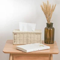 Rattan Tissue Box Vintage Napkin Holder Case Clutter Storage Container Cover Living Room Desk Decoration 1