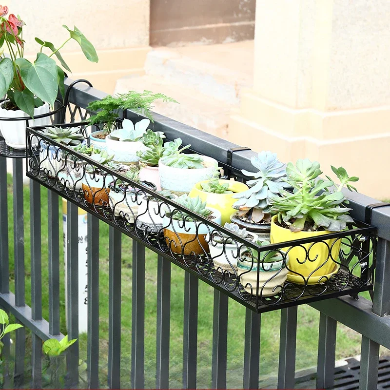 Window Plant Stand Balcony Hanging Style Flower Pots Holder Fence Railing Succulent Flower Rack Indoor Gardening Storage Rack storage rack plant stand wooden flower shelf