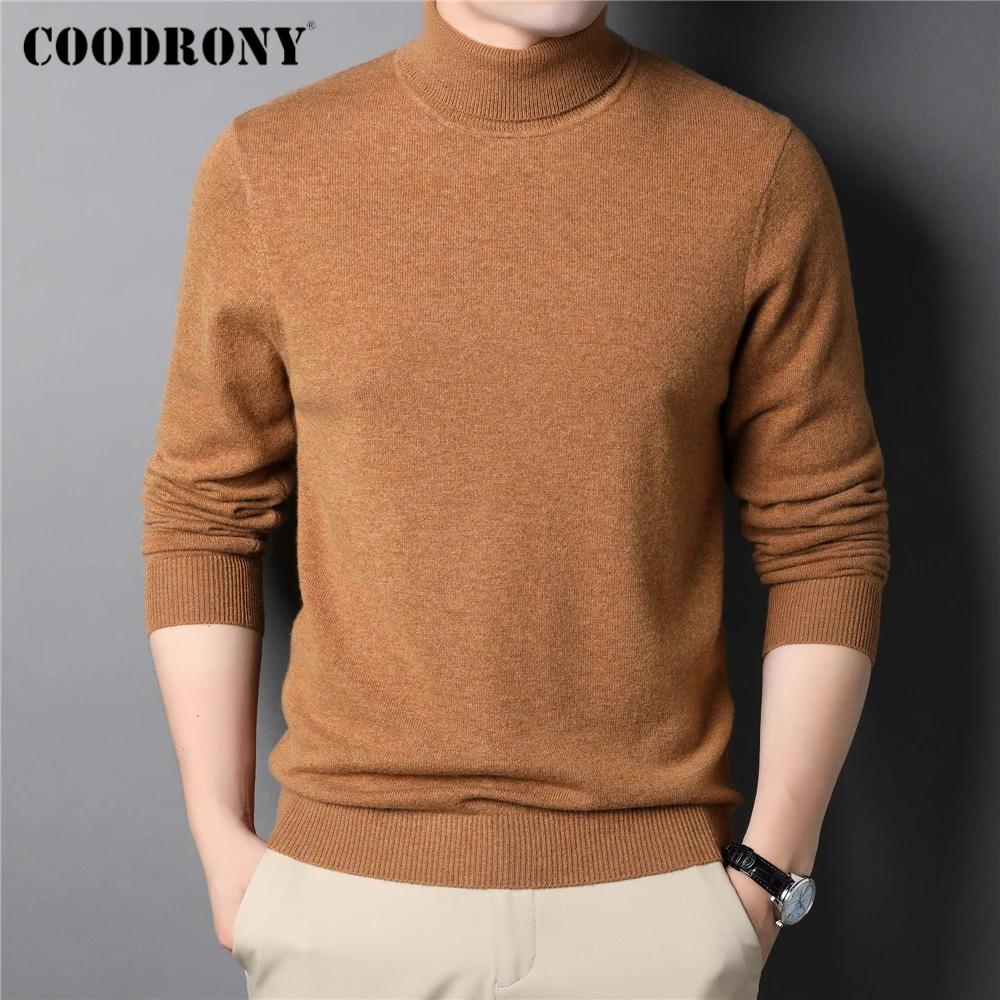 

COODRONY Winter Turtleneck Sweater Men Thick Warm Cashmere Wool Pullover Men Brand Clothing Soft Pure Color Knitwear Homme Z3022