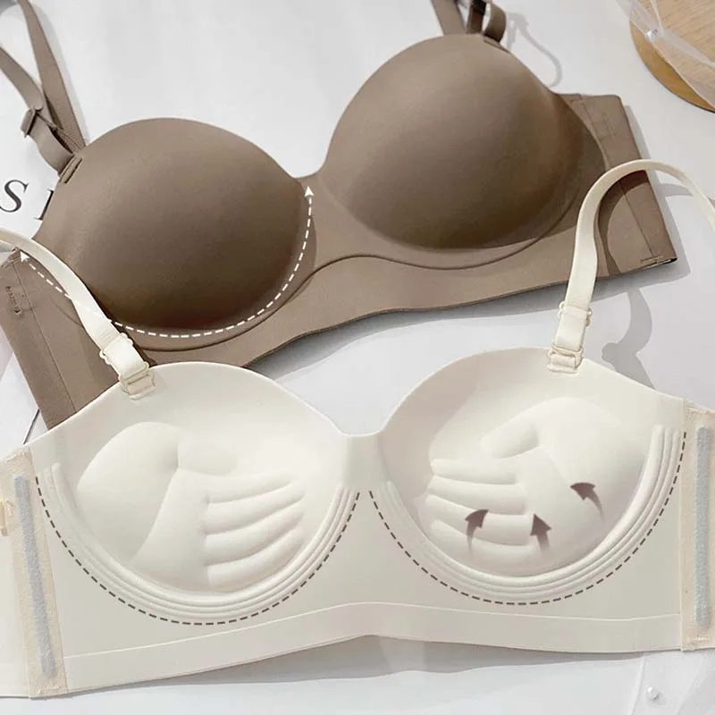 Roseheart New for Women Blue coffee Wireless Female Bras Push Up Padded Wire Free Padded Cup A B Underwear One-Piece Bra