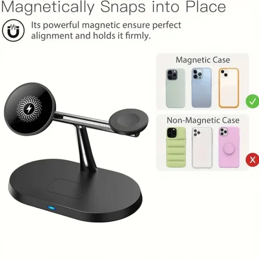 100W Magnetic Wireless Charger 3-IN-1 Stand Dock For Samsung S25 S24 S23 Galaxy Watch 7 6 5 4 3 2 Buds2/3/3 Pro Quick Charging