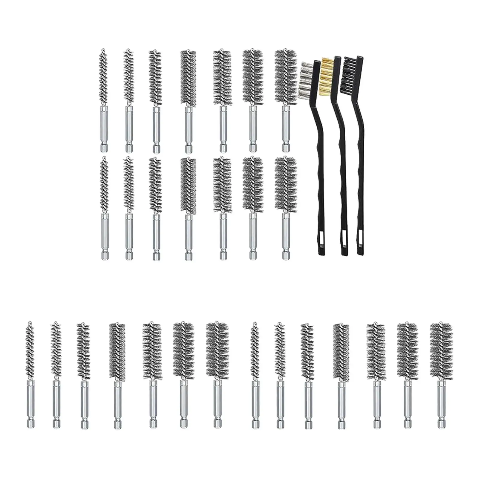 

Wire Bore Brush Set Attachments with Handle Sturdy for Power Drill Impact Driver Cleaning Wire Brushes Bore Cleaning Brushes