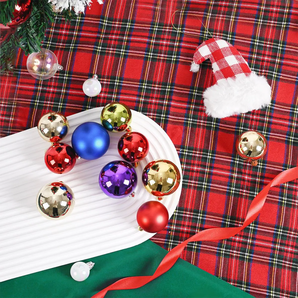 24 Palline Di Natale Infrangibili 3 Cm – Verde, Oro, Rosso – Con Fiocco Per Albero - 6