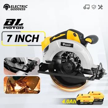 Fit For Dewalt 20v Battery 7 Inch Brushless Electric Circular Saw Cordless Chainsaw Woodworking Portable Wood Cutter