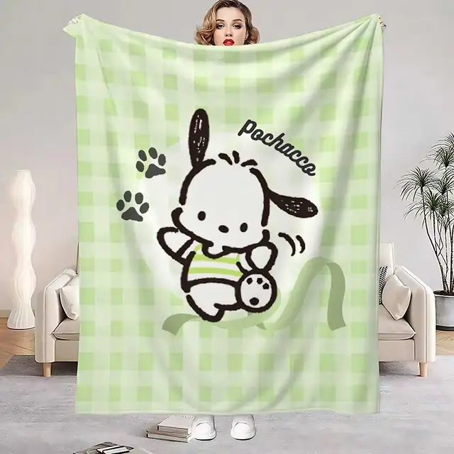 Kawaii Green Pochacco Hairy Blankets for Bed Blanket 150cm X 200cm Home Interior Luxury Bedding Fluffy Plaid Sofa Throw Knee Nap 3