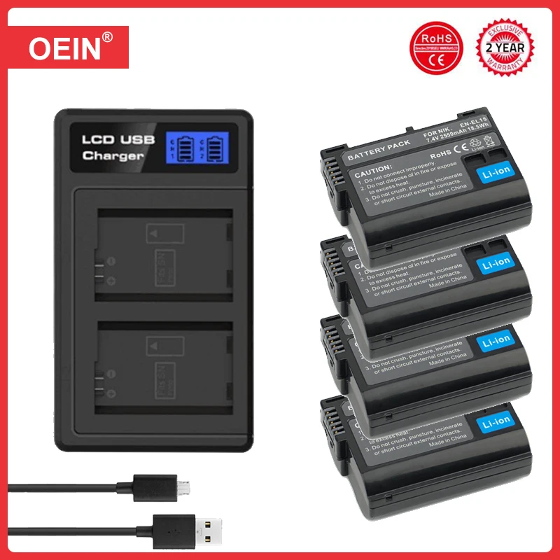 Batteria caricatore frontale per Nikon ENEL15 ENEL15 di 15 en el ENEL 15 con Infochip adatto per Nikon D600 D 600 D7000 D 7000 D800E D800 D 800 D 800 della e